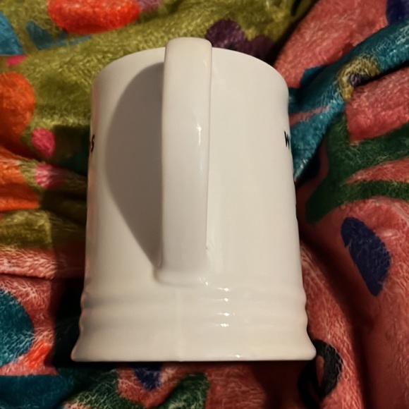 FRINGE “WEEKENDS coffee & PAWS” mug white with black letters & gold paw dog cat - Picture 3 of 5